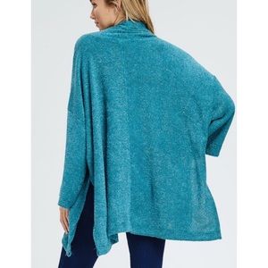 KSC Sweaters - ADDIE Turquoise Terry Oversized Open Cardigan KSC Sweaters - ADDIE Turquoise Terry Oversized Open Cardigan